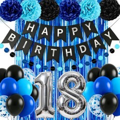 18th Decorations for Boys, 35Pcs Blue Black Happy 18th Decorations Including …