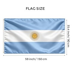 Flag, Flag of 3×5 Ft – Polyester Lightweight Flags with 2 Brass 1 Pc Argentina