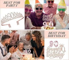 90th Birthday Decorations Gifts for Women, Including 90 old Birthday Cake To…