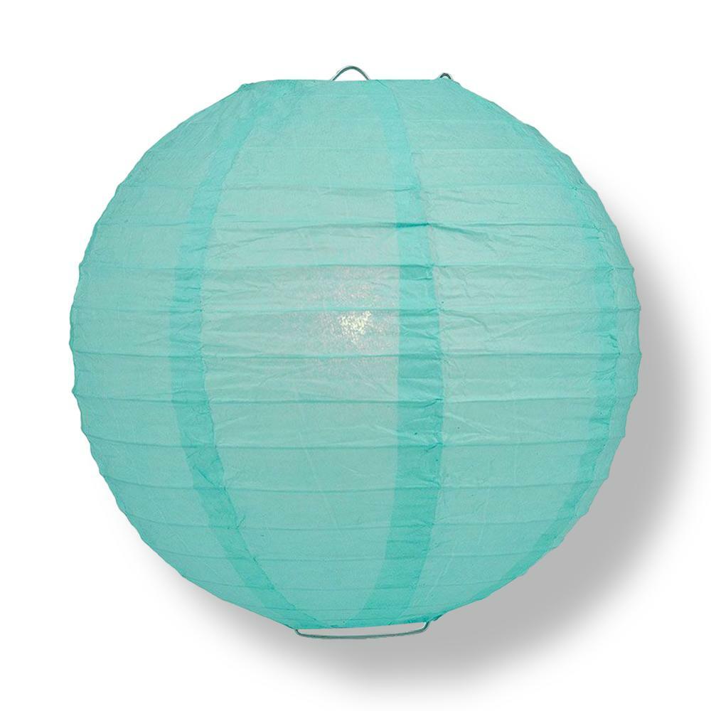 10″ Water Blue Round Paper Lantern, Even Ribbing, Chinese Hanging Wedding & Part
