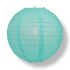 10″ Water Blue Round Paper Lantern, Even Ribbing, Chinese Hanging Wedding & Part