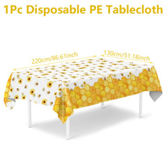 Bee Hive Theme PE Tablecloth Happy 1St Birthday Party Decorations Kids Kitchen D