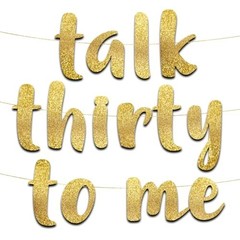 Pre-Strung Gold Glitter 30th Birthday Banner 5 Feet Funny Cardstock Party Decor