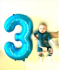 40 Inch Blue 3 Large Number Balloon, 3 13 23 30 33 36 Blue Birthday Party Dec…