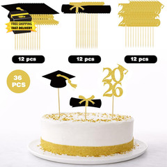 Graduation Decorations 2026-36 PCS Graduation Cupcake Toppers – 2026 Graduation