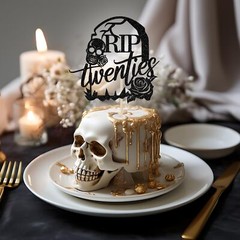 Rip Twenties 30th Birthday Cake Topper Black Glitter Death My 20s Funeral