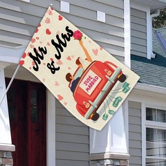 Mr & Mrs Garden Flag Just Married Engagement Yard Sign Double Sided 12×18 Inch