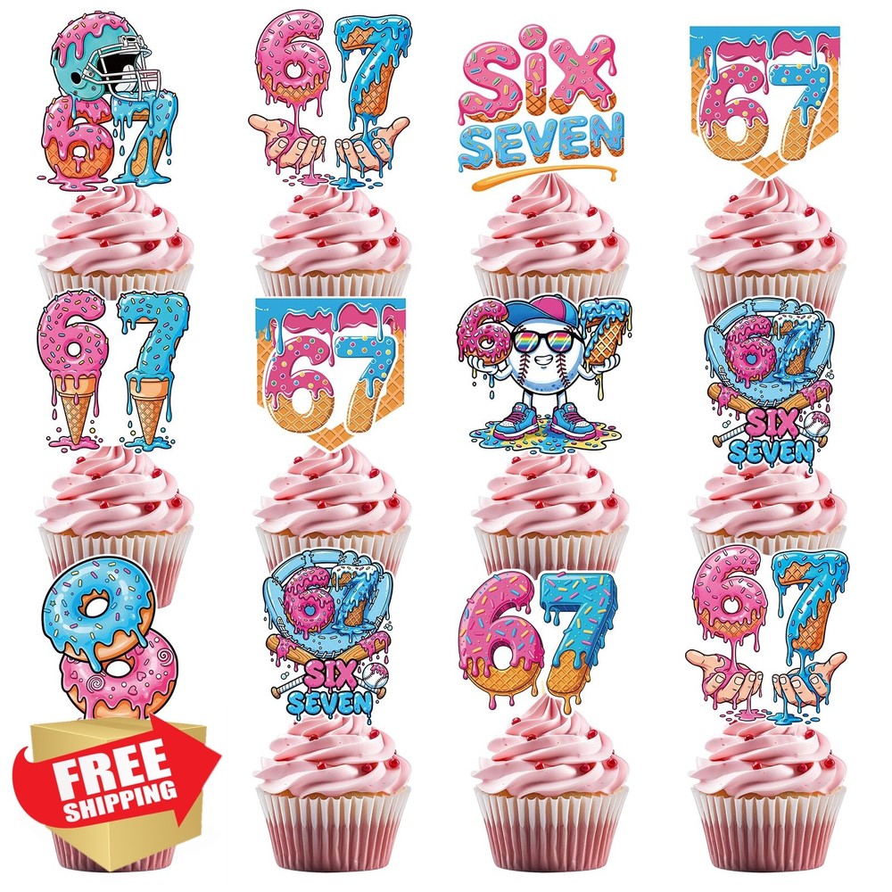 Musaeva 6 7 Birthday Decorations – 36 Pcs 67 Meme Birthday Theme Party Cupcak…
