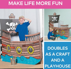5 Ft. 10″ x 4 Ft. 8 1/2″ Color Your Own Pirate Ship White Cardboard Playhouse