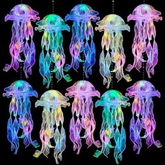 Jellyfish Decor – 10 Pcs Light Up Jellyfish Lanterns, Hanging Jelly Multicolor