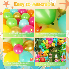 Tropical Hawaiian Summer Balloon Garland Arch Kit 152Pcs, Hot Pink Orange Yellow