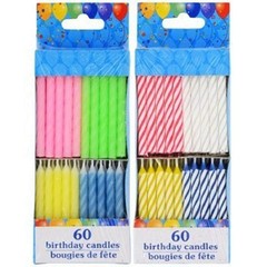 120 Spiral Birthday Candles 60 Pastel and 60 Brights Assorted colors