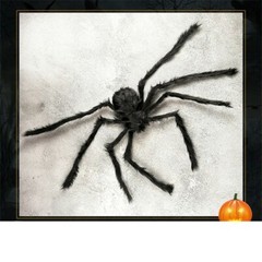 Super big plush spider made of wire and plush black and multicolour style 