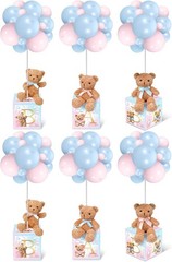 6-Set Baby Shower Bear Boxes & Balloon Decor – Gender Reveal Party Kit