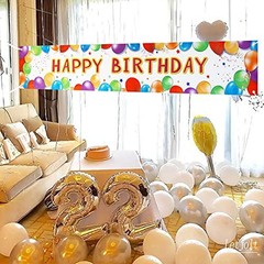 Birthday Banner Happy Birthday Sign Huge Balloon 6×12 Inch (Pack of 1) Colorful