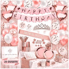 Versatile Rose Gold Theme Party Decorations for Girls, Teens