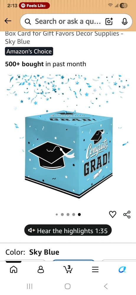 Graduation Party Decorations Box Card for Gift Favors Decor Supplies – Sky Blue