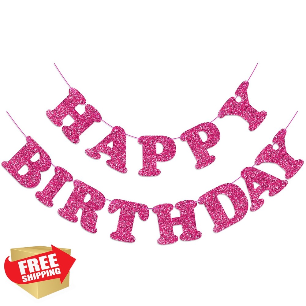Adecortalk Rose Red Happy Birthday Banner Birthday Party Decorations Happy Bi…