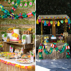 3 Pack Tropical Paper Flower Garland Luau Party Decorations, 30FT Tissue Flower