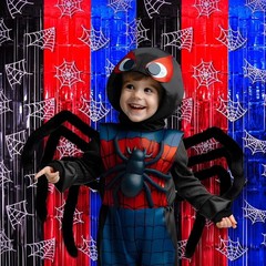 Spider Web Birthday Decorations, 2 Pack Spider Party Supplies 3.3×6.6ft Tinse…