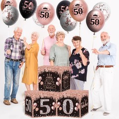 50th Birthday Decorations Boxes for Women-3pcs 50th Black and Rose Gold Boxes…