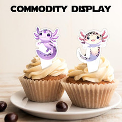 24Pcs Colorful Cute Axolotl Dessert Cupcake Topper Pick for Cartoon Animal Axolo