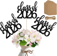 12 Pack Pre-Assembled Double Sided Class of 2026 Graduation Centerpiece Sticks w