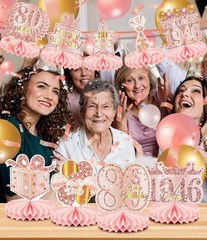 Celebrate in Style: 9 Pcs 80th Birthday Honeycomb Decorations – Unique Design