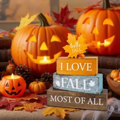 4 Pcs Fall Decor Wooden Tiered Tray Decor Maple Leaf Fall Decorations Gifts f…