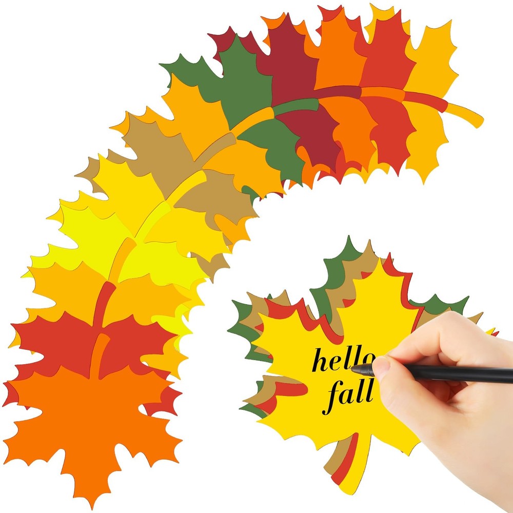 135 PCS Large Thanksgiving Fall Leaves Cutouts 4 Inch Maple Paper Leaf Craft