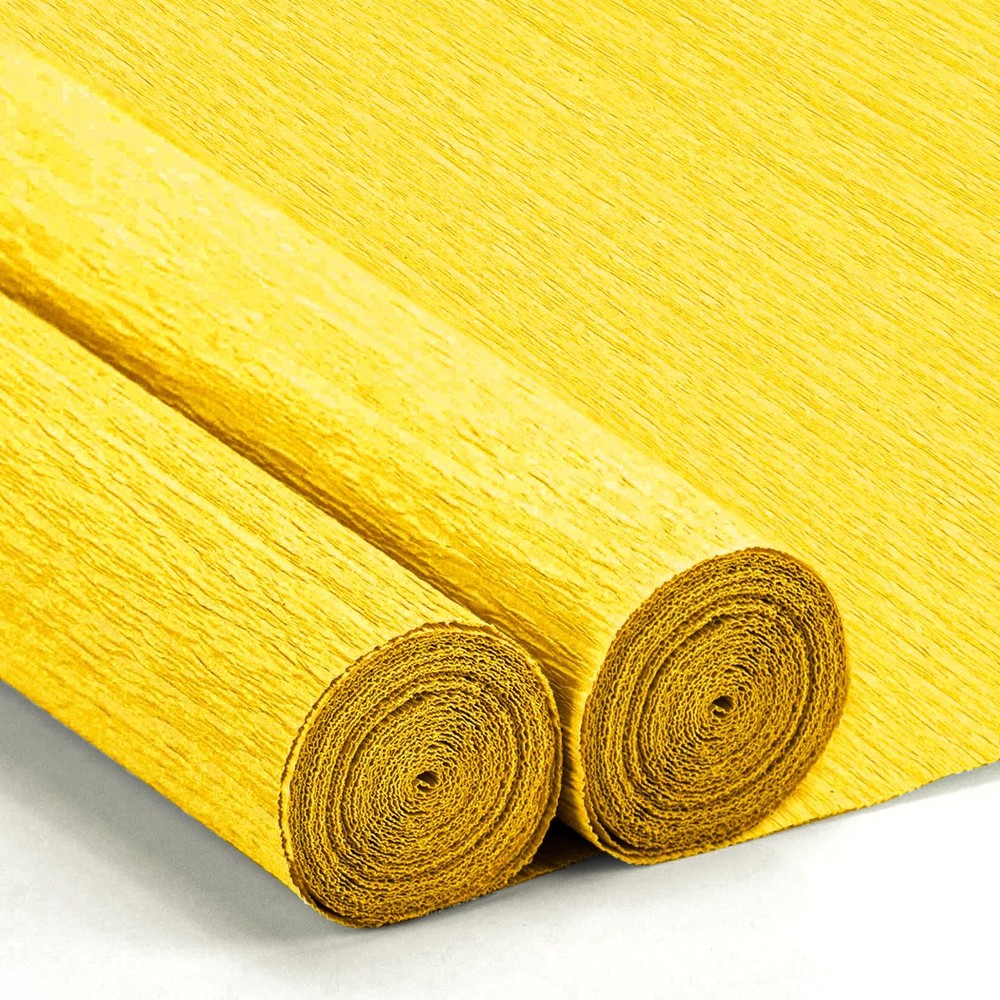 2 Rolls Yellow Crepe Paper Streamers 10 x 98Inch Sheets DIY Flower Crafts Decor