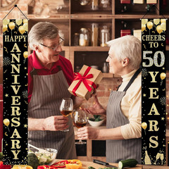 Happy 50Th Anniversary Door Banner Decorations, 50 Years Cheers Party Supplies,