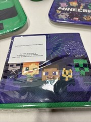MINECRAFT 40pc Party Kit (8 Dinner Plates/8 Snack Plates/16 Napkins/8 Cups NEW