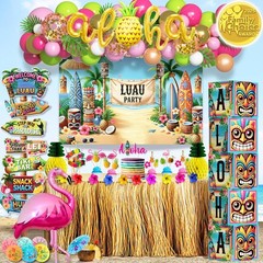 Lahau Party Decorations Set 180 Pcs Luau Birthday Background Balloons Signs
