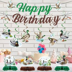 Duck Hunting Birthday Party Decorations – 18PCS One Lucky Duck Birthday Decor…