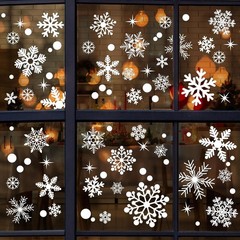 320 Pcs 10 Sheets Christmas Window Clings, Stickers, White