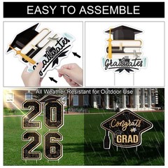 11 Pcs Graduation Yard Signs 2026 w/ Stakes, for College School Decor, Black