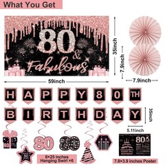 80th Birthday Decorations for Women,32PCS Party…