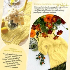 18 Pack Cheesecloth Table Runner 10FT Light Yellow Table Runner Boho Gauze Ch…