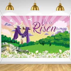 Large 72×44 Inch He is Risen Banner – Easter Decoration for All Spaces