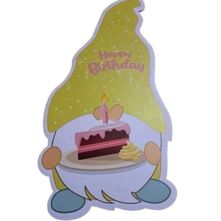 6 Pcs Happy Birthday Yard Signs, 15″ Faceless Gnome Bday Yard Sign