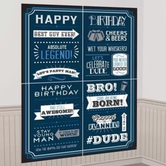 Male Birthday Big Decorating Lot Includes Table & Wall Decor & Photo Props Kit