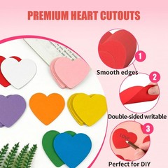 72 PCS 5.5 Inch Large Heart Paper Cutouts 9Color Bulletin Board Decor