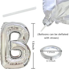 Silver Happy Birthday Balloon Banner Set -16 Inch Foil Letters Balloons, Reus…