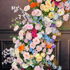 Vibrant Floral Arch Decor Colorful Rose Hydrangea Party Backdrop With Stands