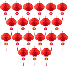 20 Pieces 10 Inch Chinese Red Paper Lanterns Festival Decorations for New Year,