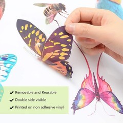 32 Pieces Extra Large Hummingbird Butterfly Window 32 Pieces, Multicolour
