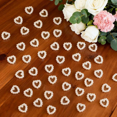 500 Pcs Pearl Heart Table Scatter Confetti Wedding Pearl Heart Plastic Faux Bead
