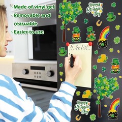 2 Sheets St. Patrick’ s Day Thick Gel Clings Shamrock Clover Tree Irish Gnome Go