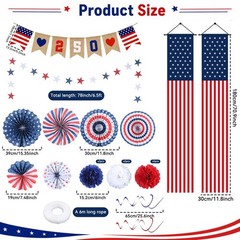 America 250th Anniversary Decorations 4th of July Patriotic Decor Set 22 Pcs USA